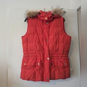 Calvin Klein Down Puffer Vest with Detachable Raccoon Fur Hood